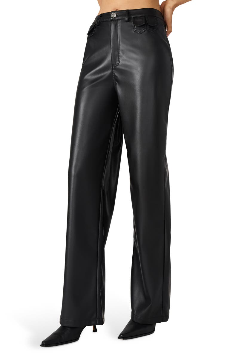 Steve Madden Geraldine Faux Leather Pants, Alternate, color, Black