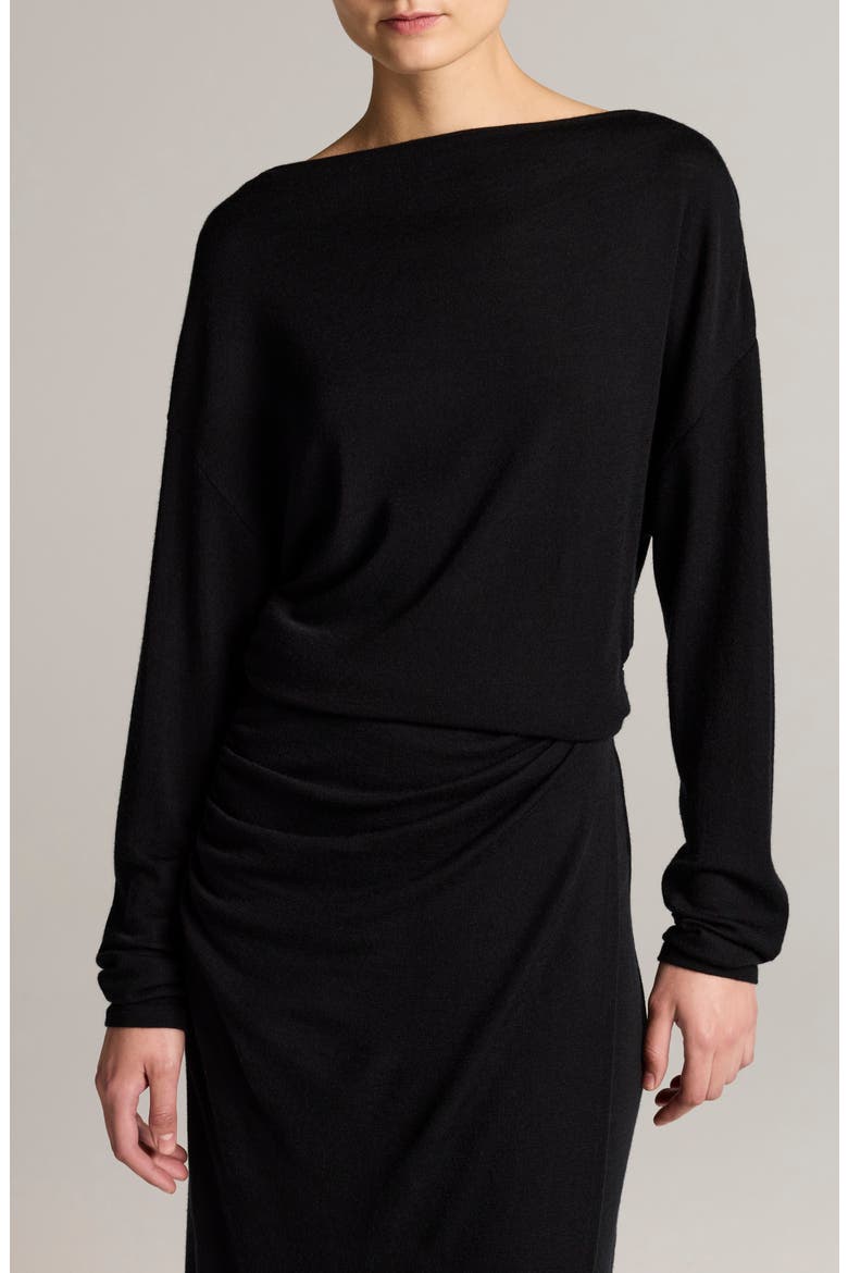 Ruched Drape Top, Main, color, BLACK