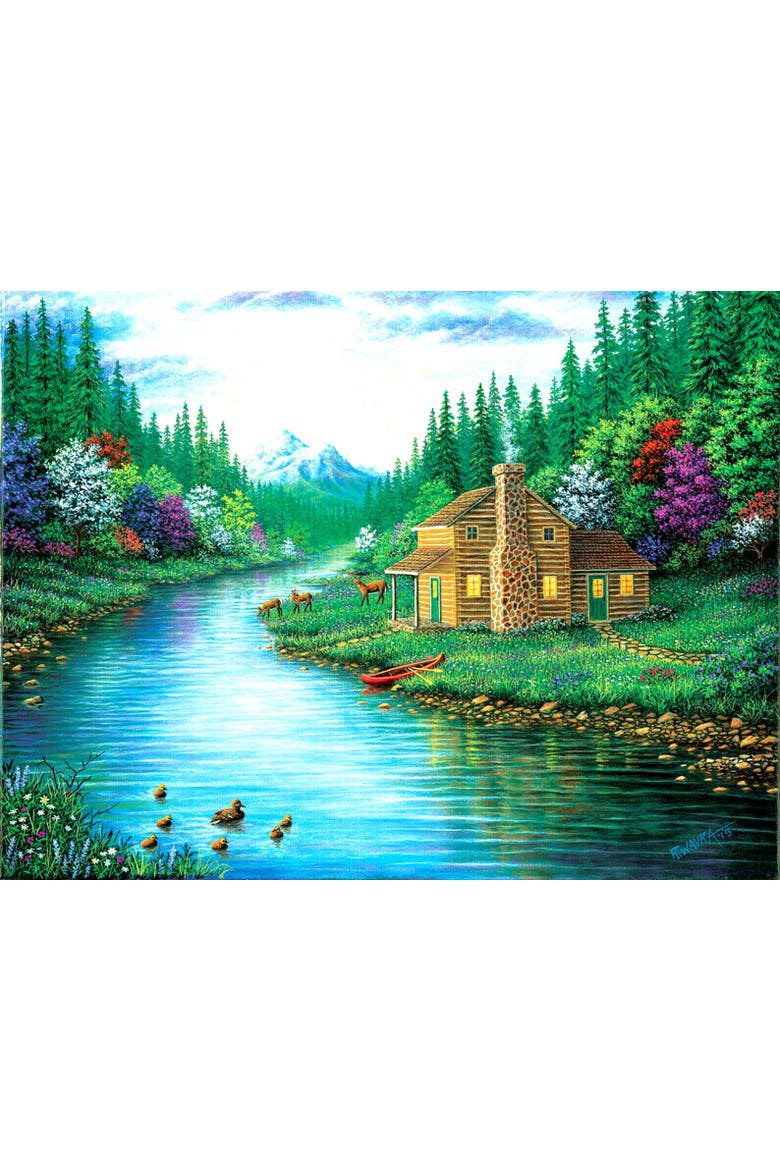 The Cabin on the Lake 500 piece Jigsaw Puzzle for Adults, Alternate, color, Multicolor