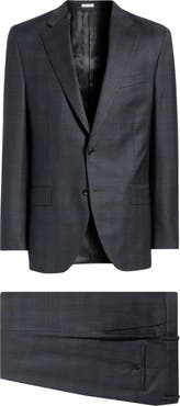 Peter Millar Hartford Classic Fit Charcoal Plaid Wool Suit