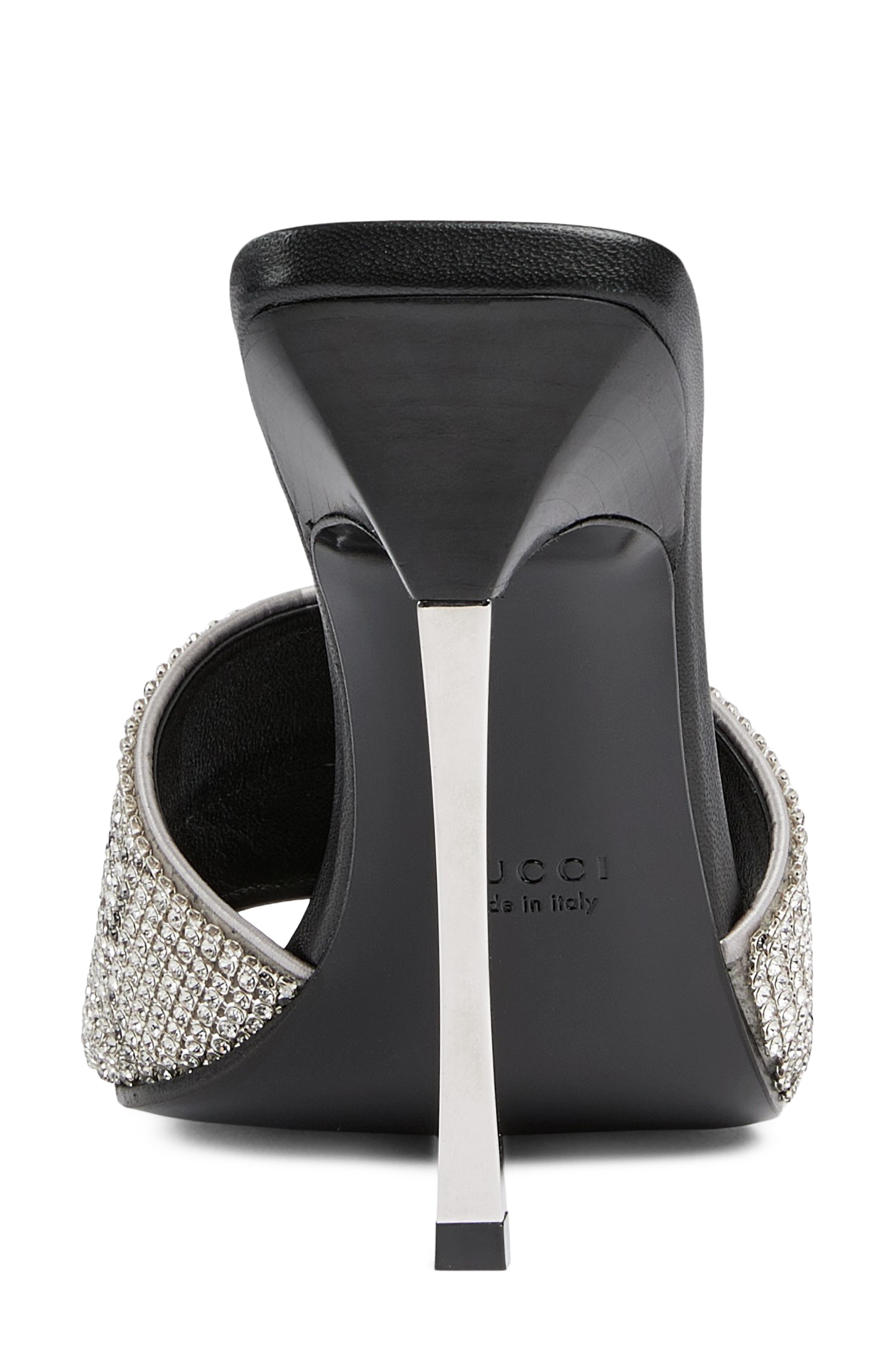 Gucci Bombshell Trinity Crystal Sandal, Alternate, color, Light Grey/ Crystal