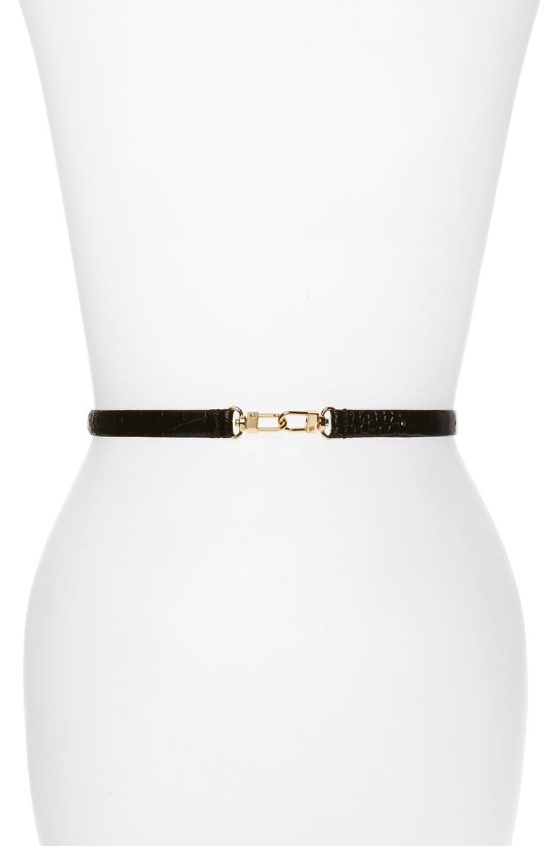 TOTEME Croc Embossed Leather Belt, Main, color, 