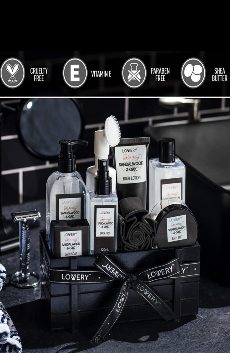 Lovery Luxury Spa Kit - Sandalwood 
Oak Scented Bath Gift Set 
Shower Basket, Alternate, color, Sandalwood 
Oak