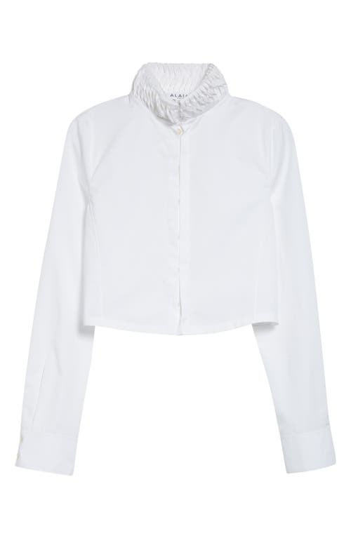 Alaïa Twisted Detail Crop Poplin Shirt In White