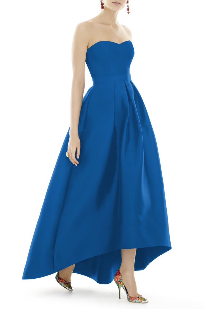 Strapless High/Low Ballgown, Main, color, COASTAL
