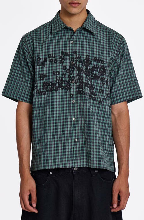 JADED LONDON Check Oversize Cotton Button-Up Shirt in Green at Nordstrom, Size Small