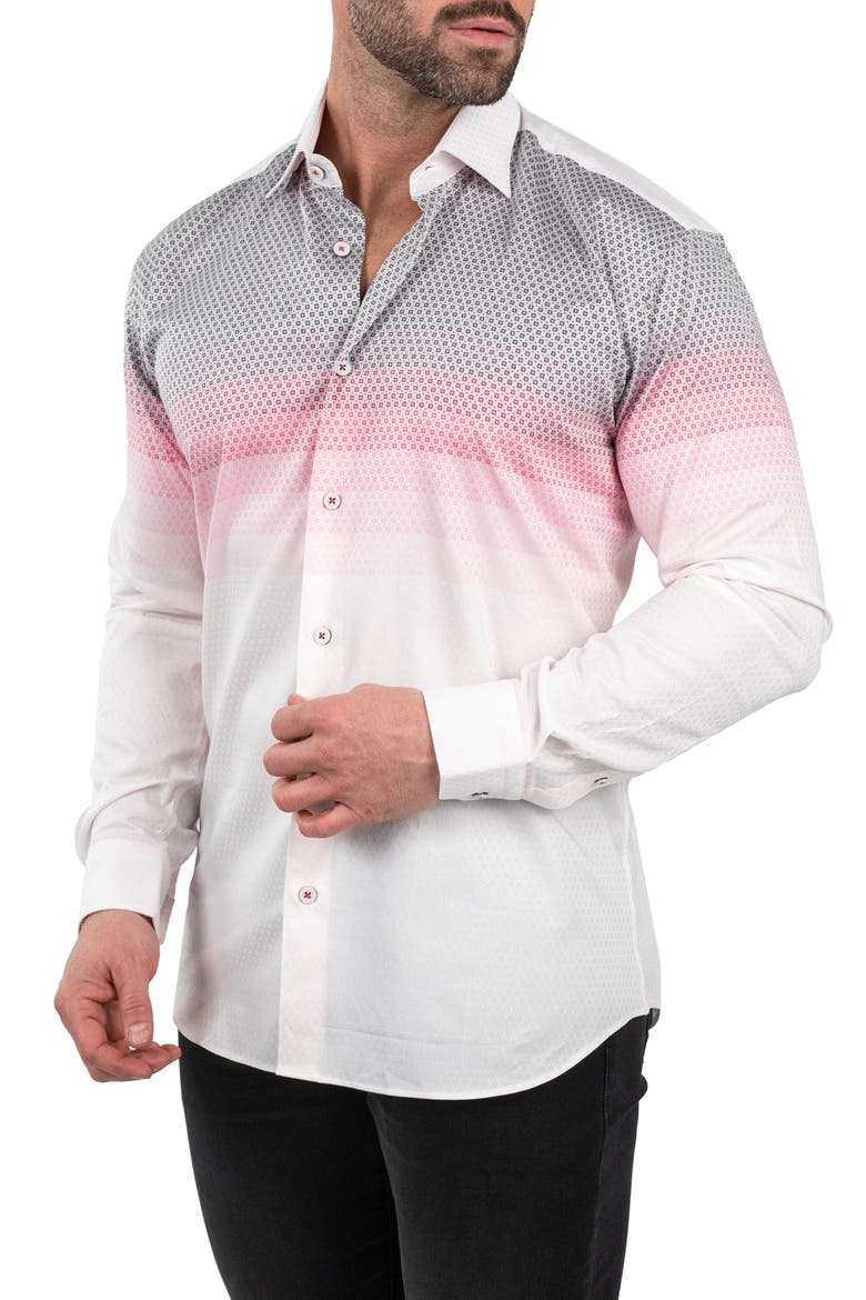 Fibonacci Jacqdegrade Pink Contemporary Fit Button-Up Shirt, Alternate, color, PINK
