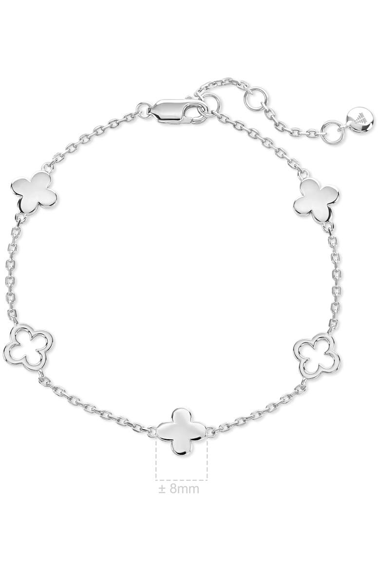 Clover Five-Charm Chain Bracelet in Rhodium Plated Sterling Silver, Alternate, color, Silver