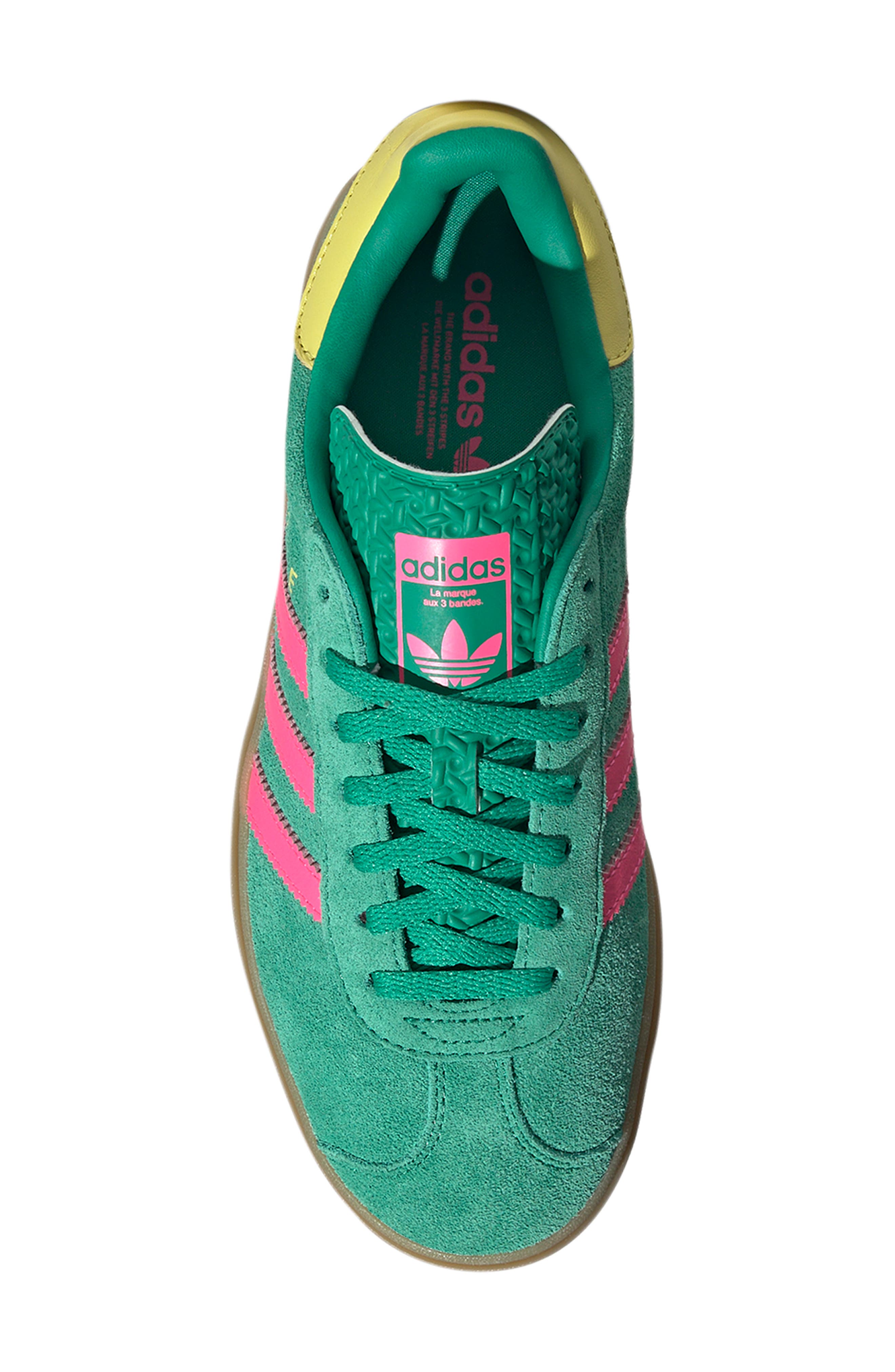 adidas Gazelle Bold Platform Sneaker, Alternate, color, Court Green/Pink/Sulfur