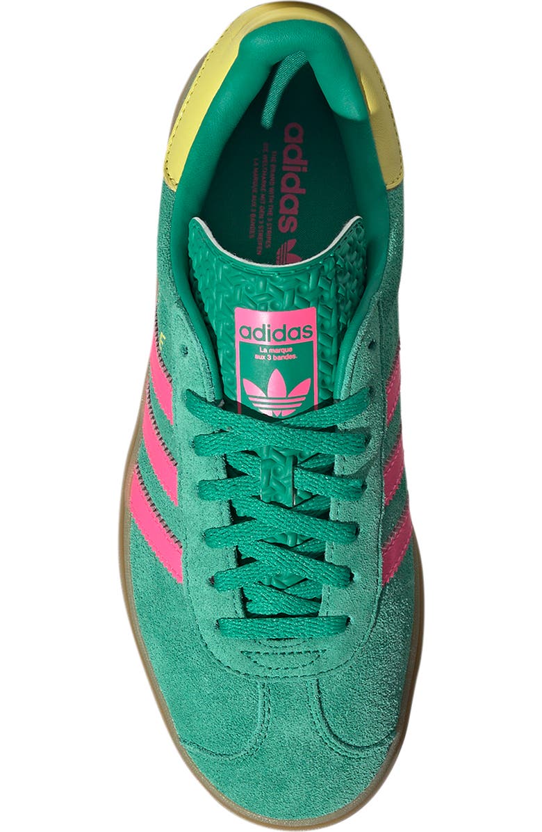 adidas Gazelle Bold Platform Sneaker, Alternate, color, Court Green/Pink/Sulfur