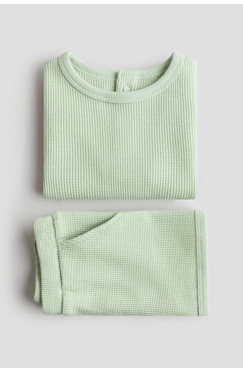 H&M 2-piece waffled cotton set, Alternate, color, Light Green