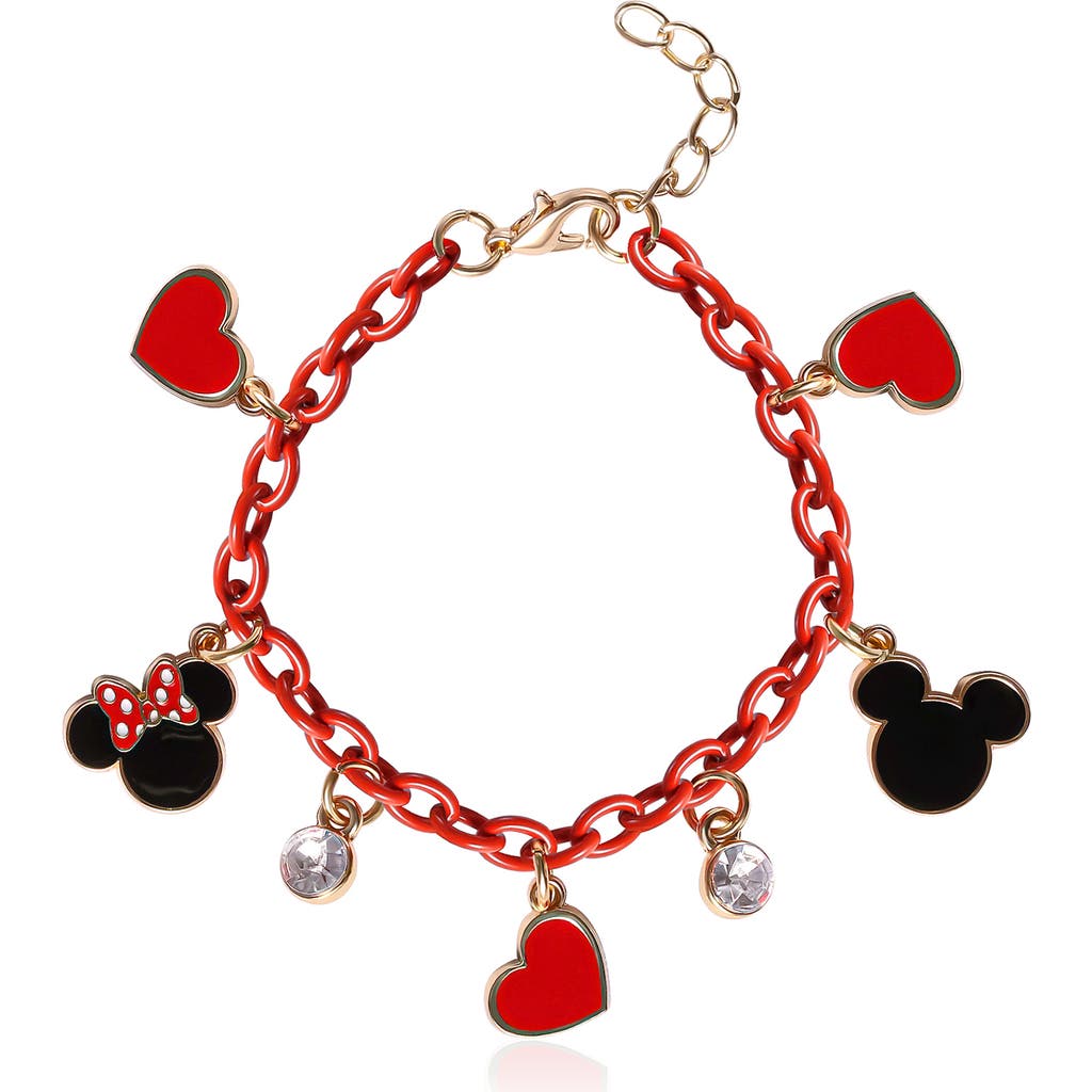 Disney Heart Charm Bracelet In Red