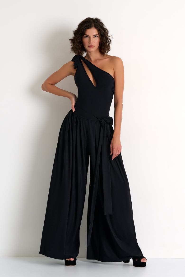 Asymmetrical one-piece, Alternate, color, Black