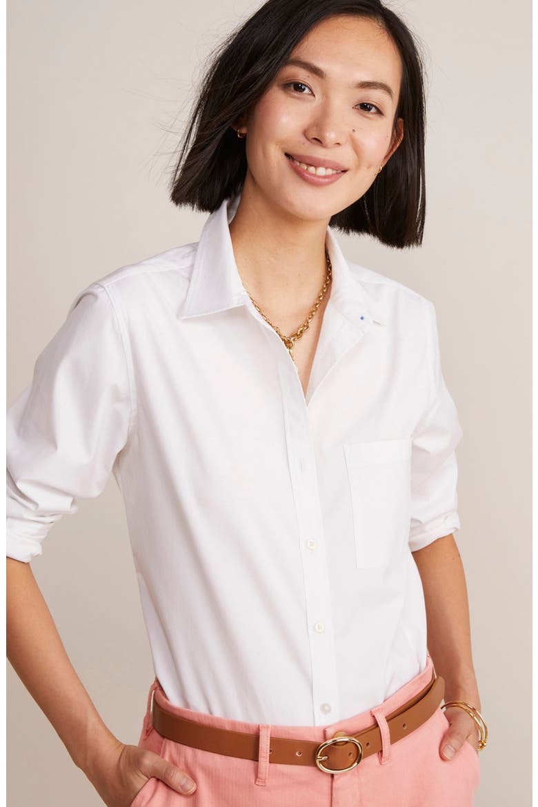 Stretch Cotton Button-Up Shirt, Alternate, color, WHITE CAP