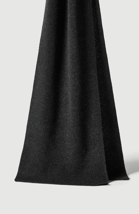 Cashmere English rib knit scarf