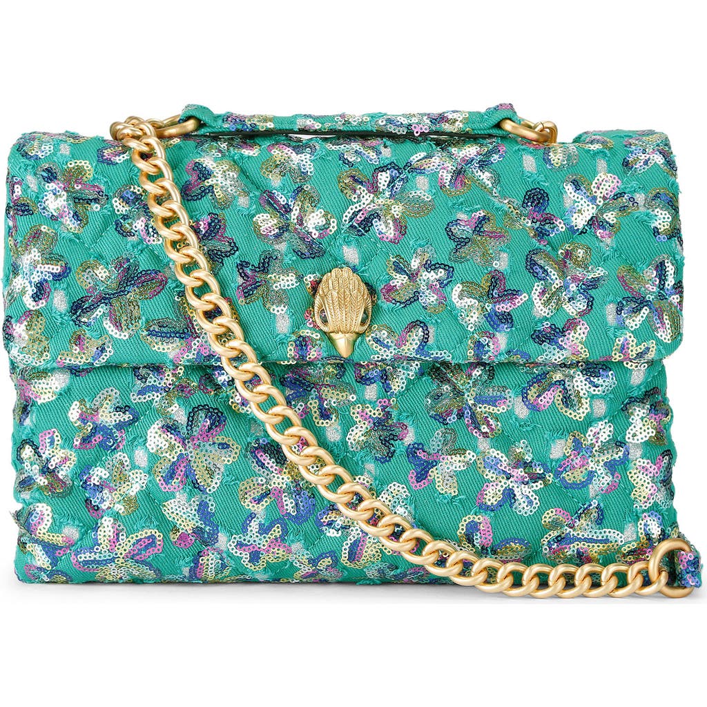 Kurt Geiger London Large Kensingston Sequin Soft Quilted Convertible Shoulder Bag In Green
