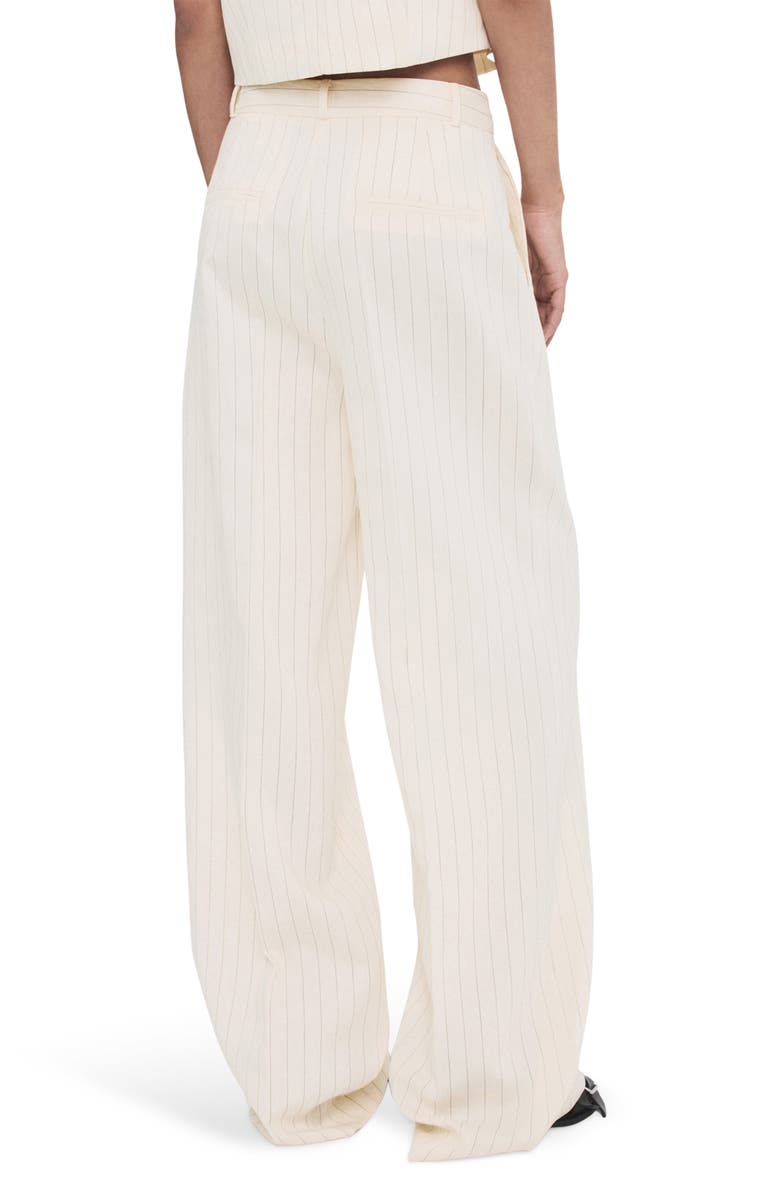MANGO Cadena Pantalon Pinstripe Pants, Alternate, color, Off White