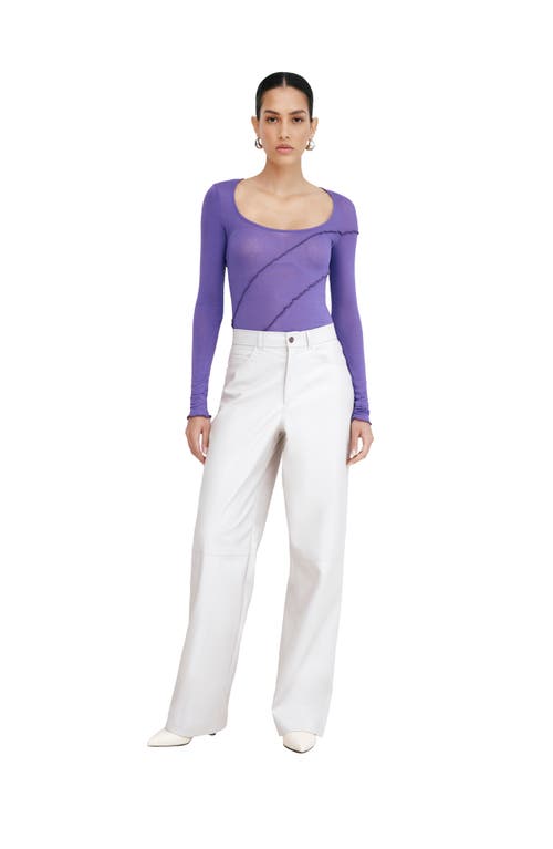 Marcella Melody Ruffle Seam Semisheer Jersey Top In Purple