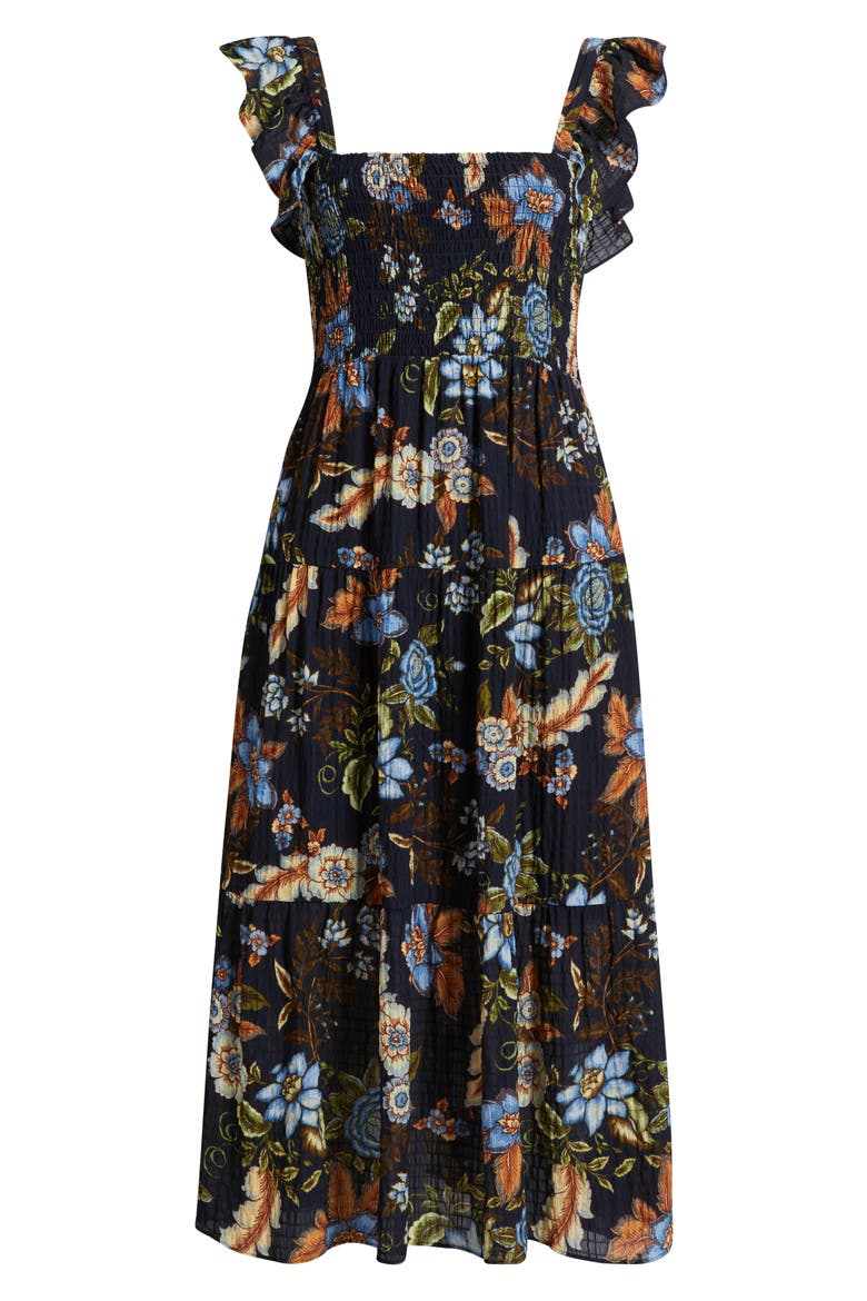 Floral Midi Sundress, Alternate, color, NAVY MULTI