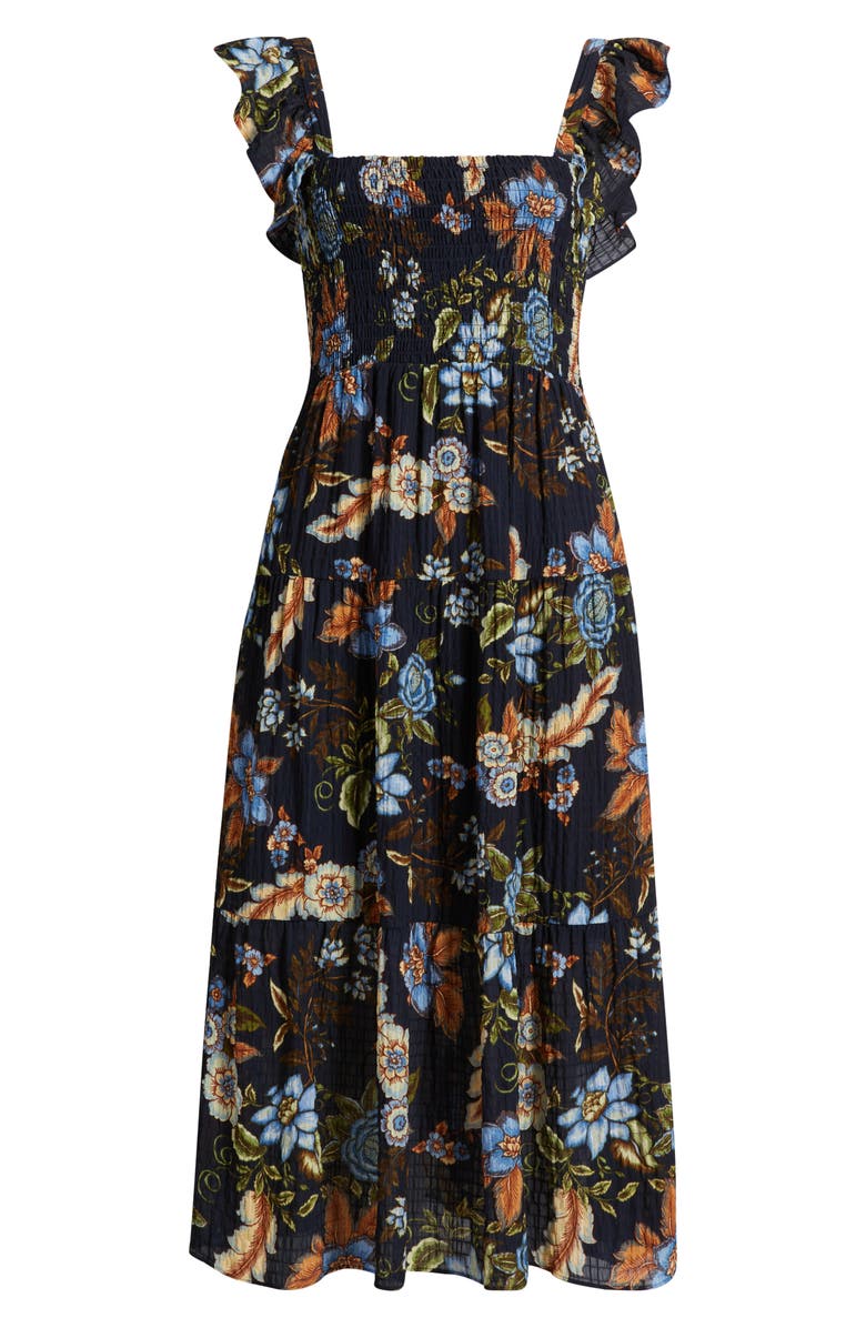 Vince Camuto Floral Midi Sundress, Alternate, color, Navy Multi