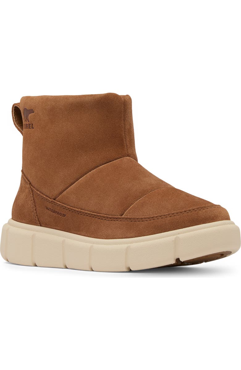 SOREL Kids' Explorer III Faux Fur Waterproof Slip-On Boot, Main, color, Velvet Tan/ Bleached Ceramic