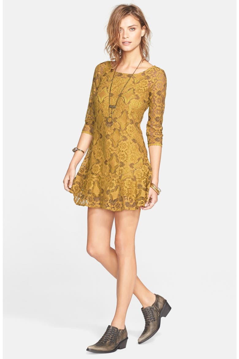 'Walking to the Sun' Fit & Flare Dress, Main, color, DANDELION