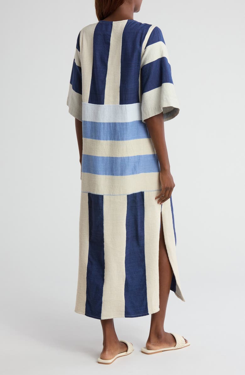 lemlem Edna V-Neck Cotton Caftan, Alternate, color, Betami Azure