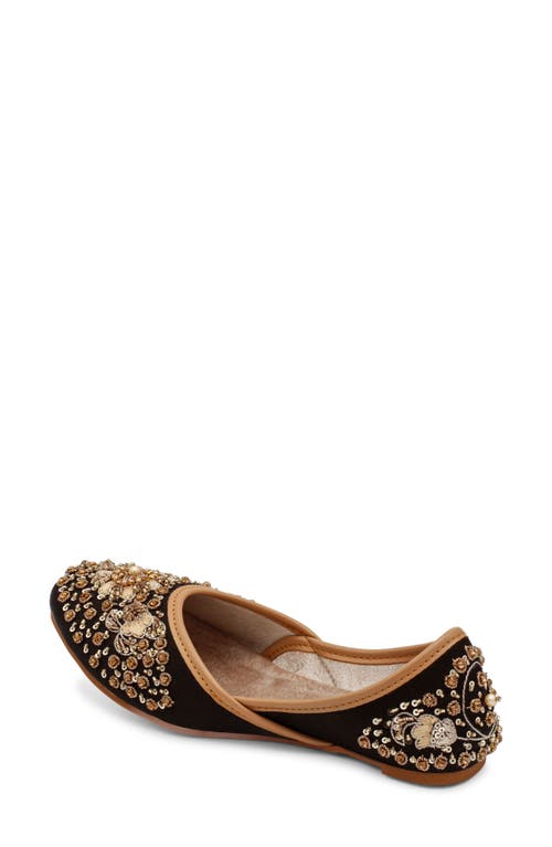 Fuchsia Midnight Glamour Embroidered Jutti Flat In Black