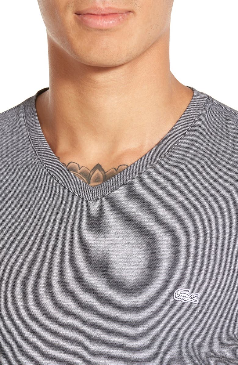 Lacoste Stripe V-Neck T-Shirt, Alternate, color, 