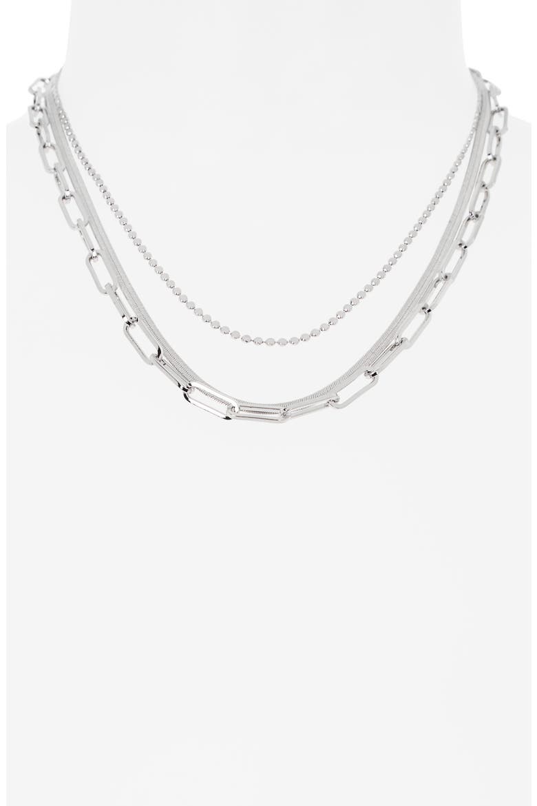 Layered Mixed Chain Necklace, Alternate, color, SILVER