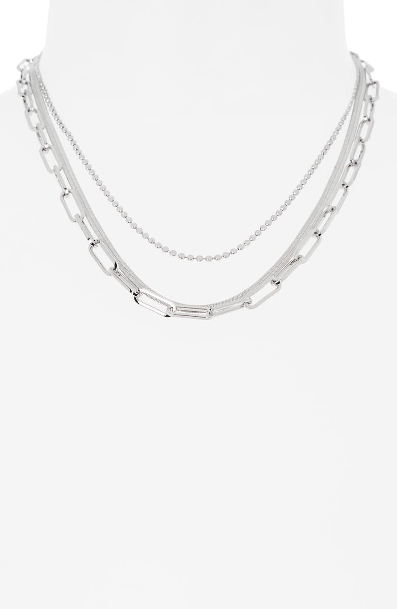 NORDSTROM RACK Layered Mixed Chain Necklace, Alternate, color, Silver