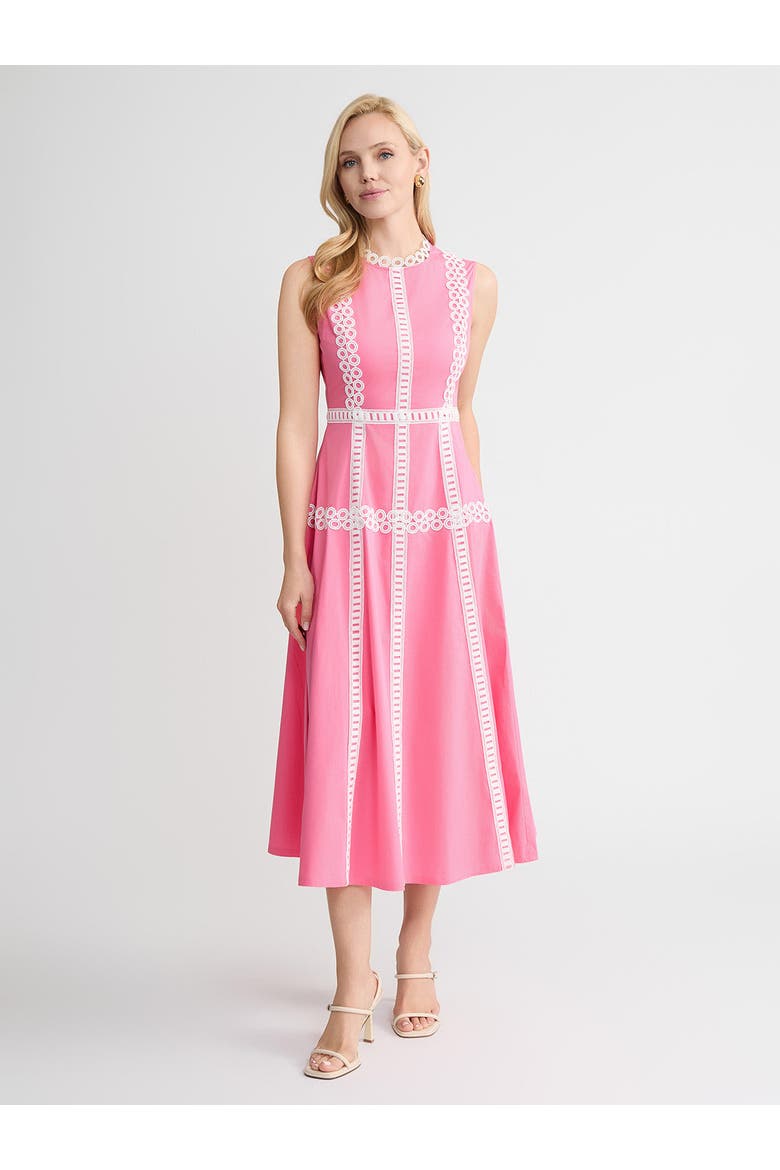Fit & Flare Cotton Eyelet Trim Maxi Dress, Main, color, Pink