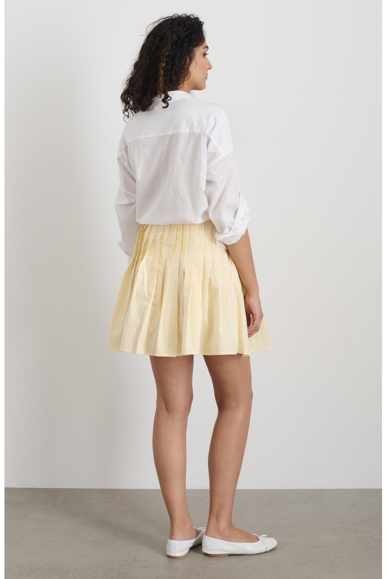 Penelope Stripe Pleated Miniskirt, Alternate, color, WHITE/ YELLOW
