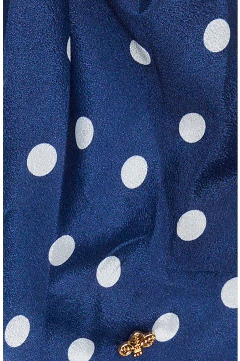 Athens Polka Dot Scarf Tie Scrunchie, Alternate, color, NAVY/ WHITE