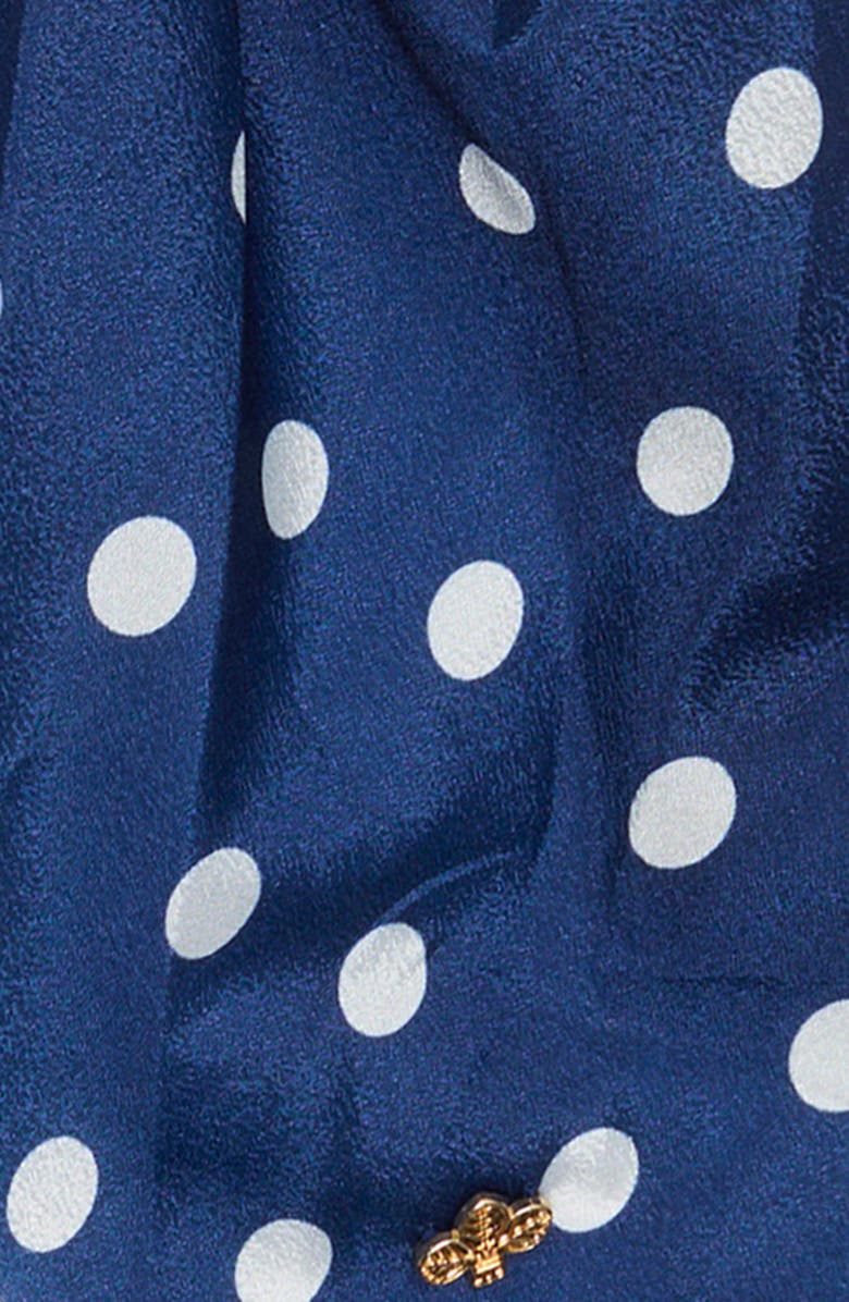 L. Erickson Athens Polka Dot Scarf Tie Scrunchie, Alternate, color, Navy/ White