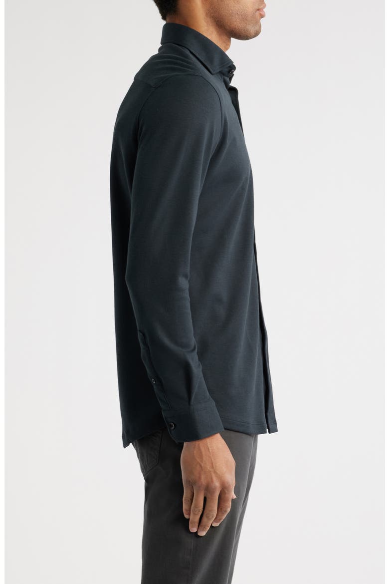 Solid Performance Piqué Button-Up Shirt, Alternate, color, BLACK