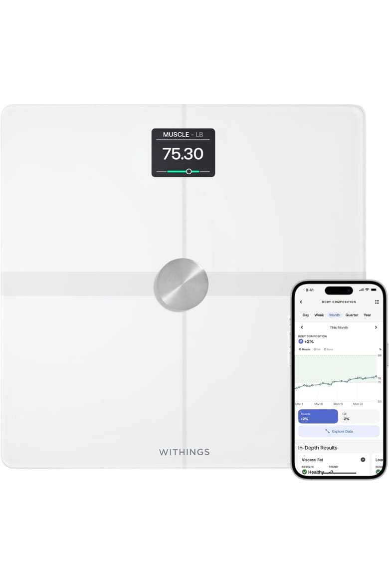 Body Smart - Accurate Scale for Body Weight and Fat Percentage, Body Composition Wi-Fi and Bluetooth Weight Scale, Baby Weight Scale, Smart Scale Apple Health Compatible, Bathroom Scale, Main, color, White