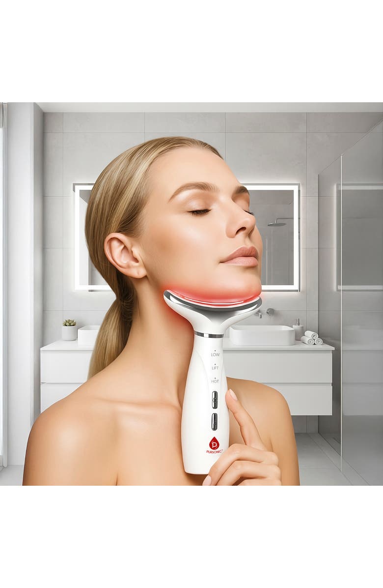 PURSONIC 7-Color LED Light Therapy Neck & Face Device, Alternate, color, White