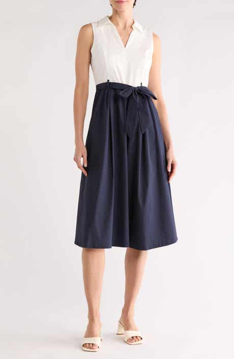 T Tahari Colorblock Sleeveless A-Line Dress