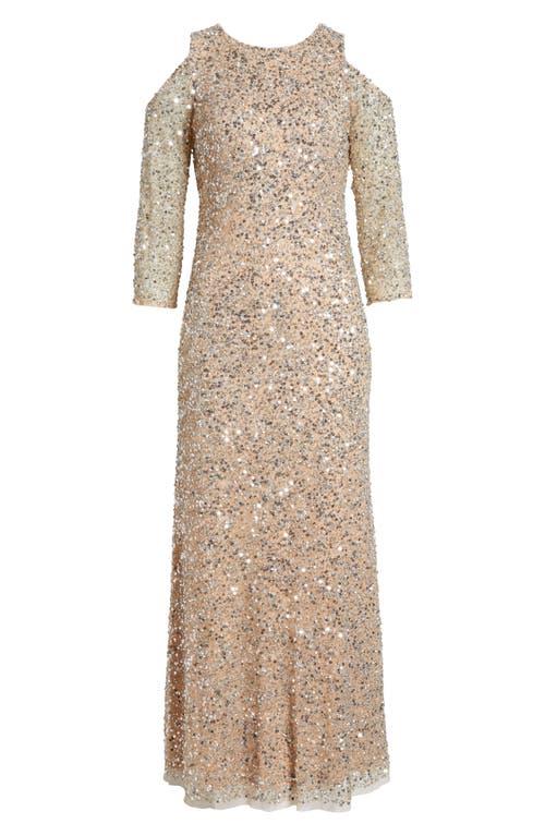 Pisarro Nights Beaded Cold Shoulder Cocktail Dress In Blush
