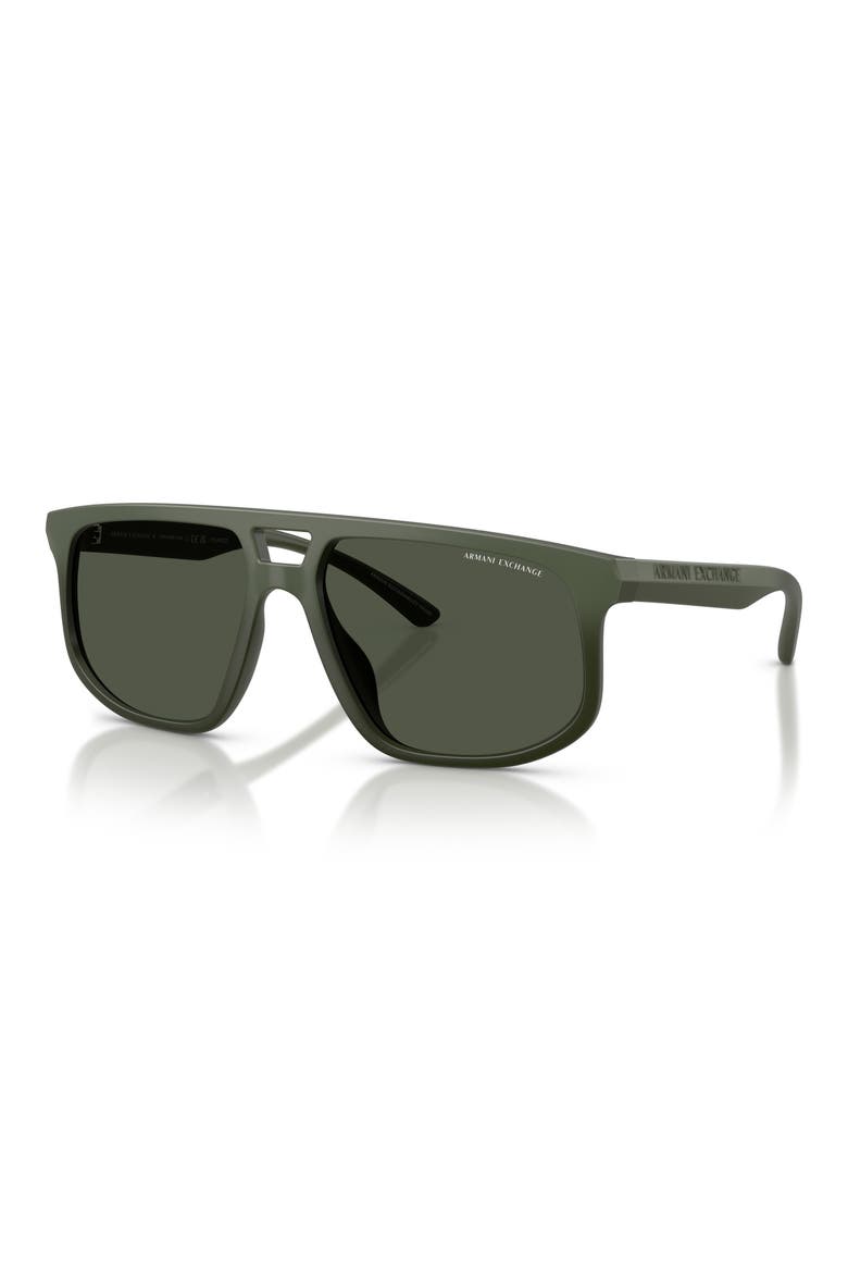 58mm Polarized Pilot Sunglasses, Alternate, color, MATTE GREEN / DARK GREEN POLAR