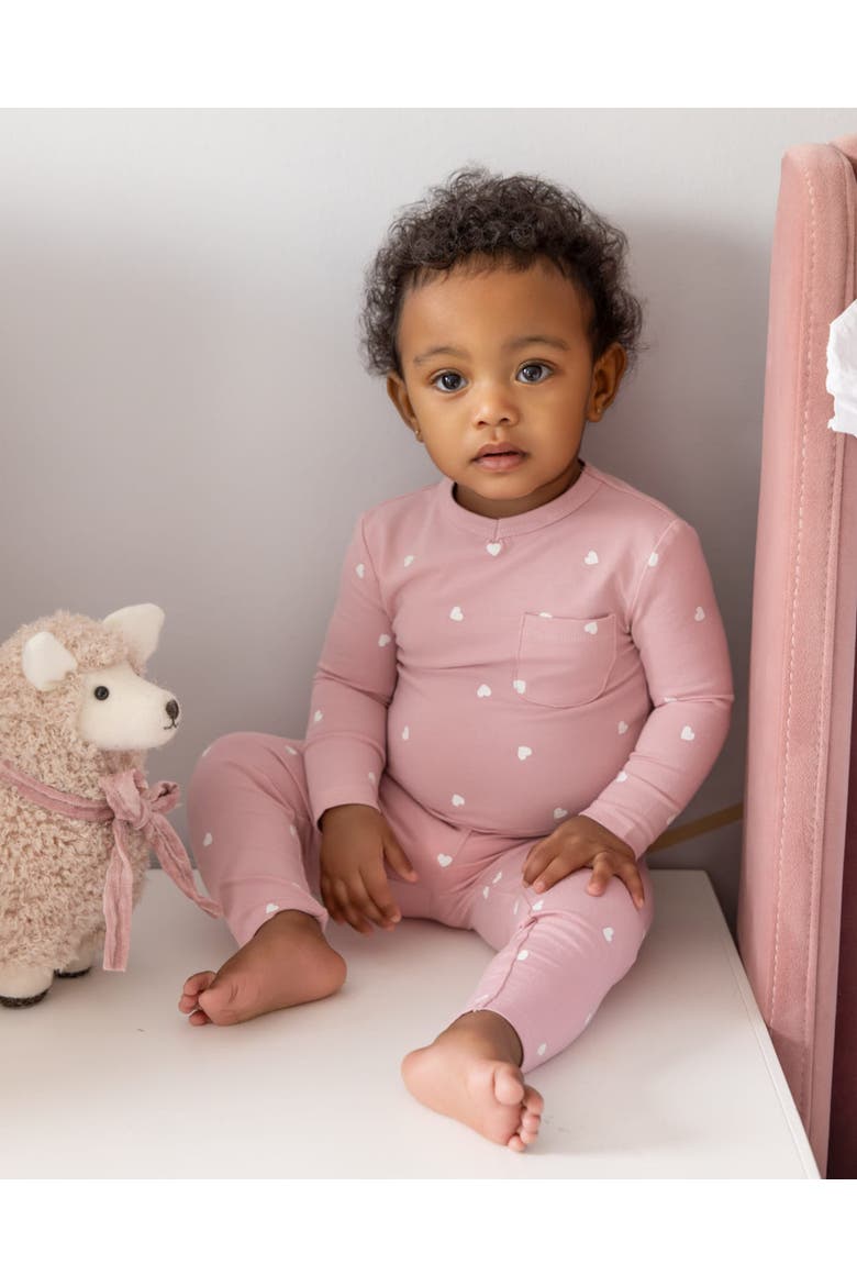 2 Piece Kind Hearts Blend Pull-On Pajama Set, Alternate, color, Old Rose
