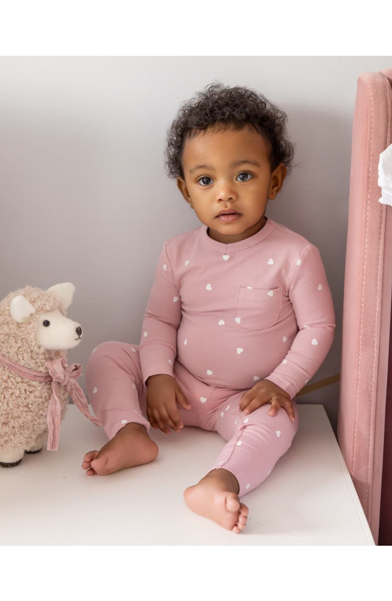 MiniMoi 2 Piece Kind Hearts Blend Pull-On Pajama Set, Alternate, color, Old Rose