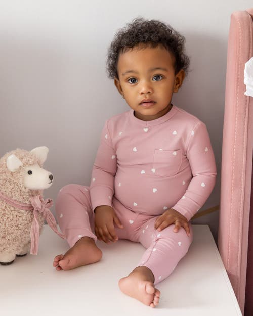Minimoi 2 Piece Kind Hearts Blend Pull-on Pajama Set In Pink