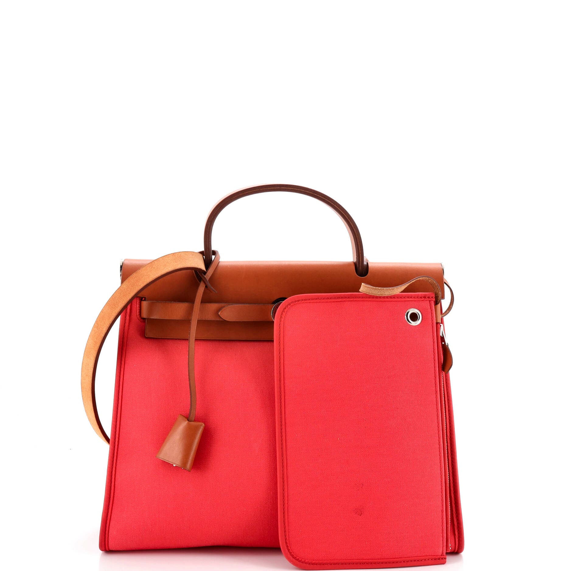 Pre-Owned Hermes Herbag Zip Leather and Toile 31, Alternate, color, Bougainvillier