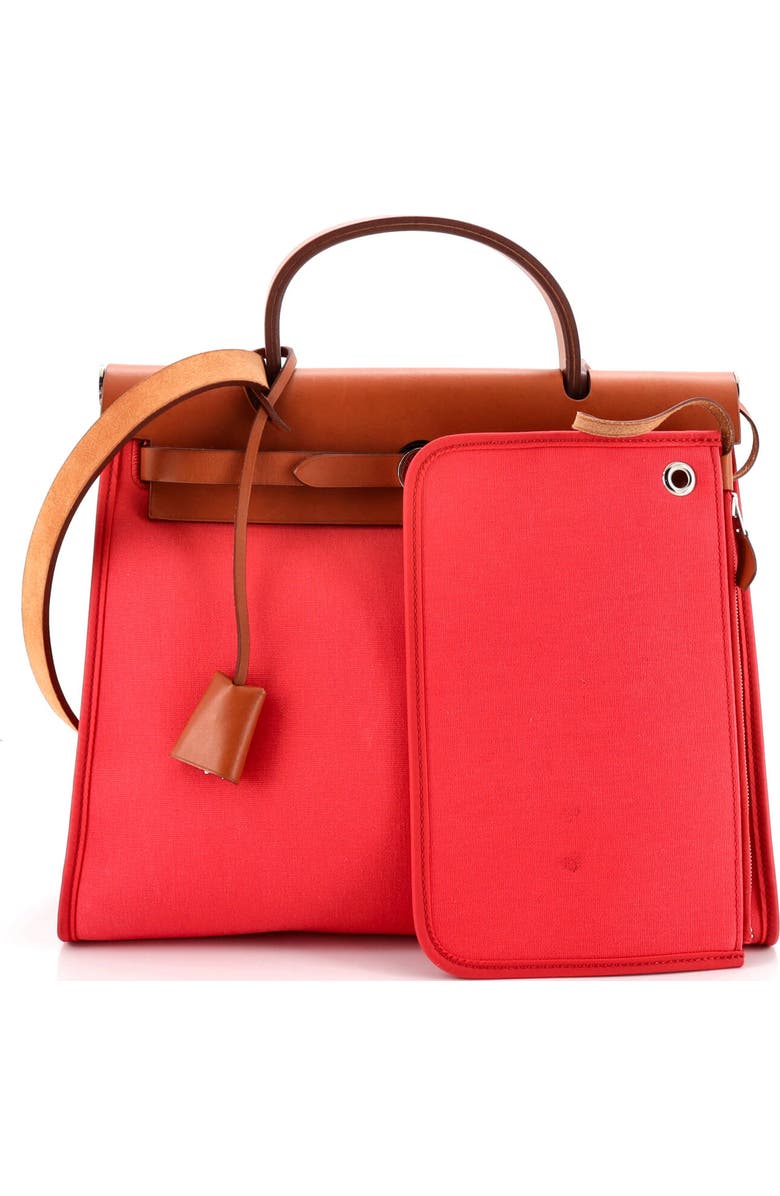 Pre-Owned Hermes Herbag Zip Leather and Toile 31, Alternate, color, Bougainvillier