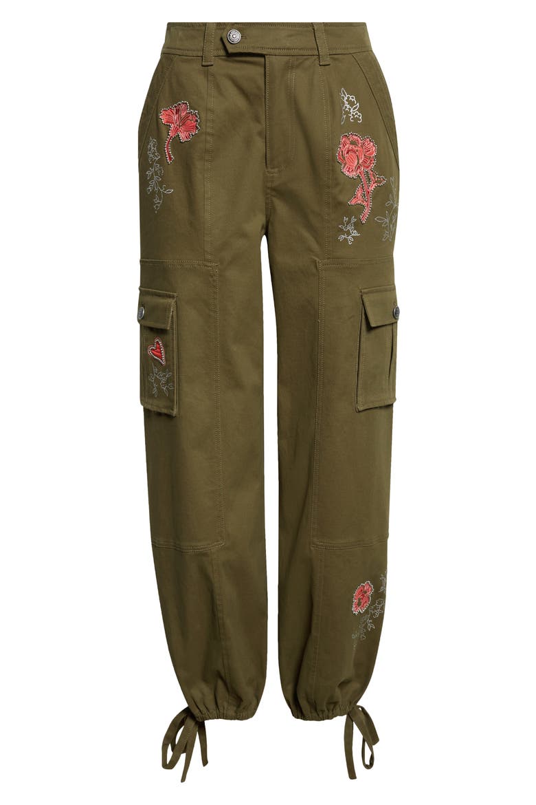 Desert Rose Zola Embrodiered Cargo Pants, Alternate, color, DARK OLIVE/ MULTI