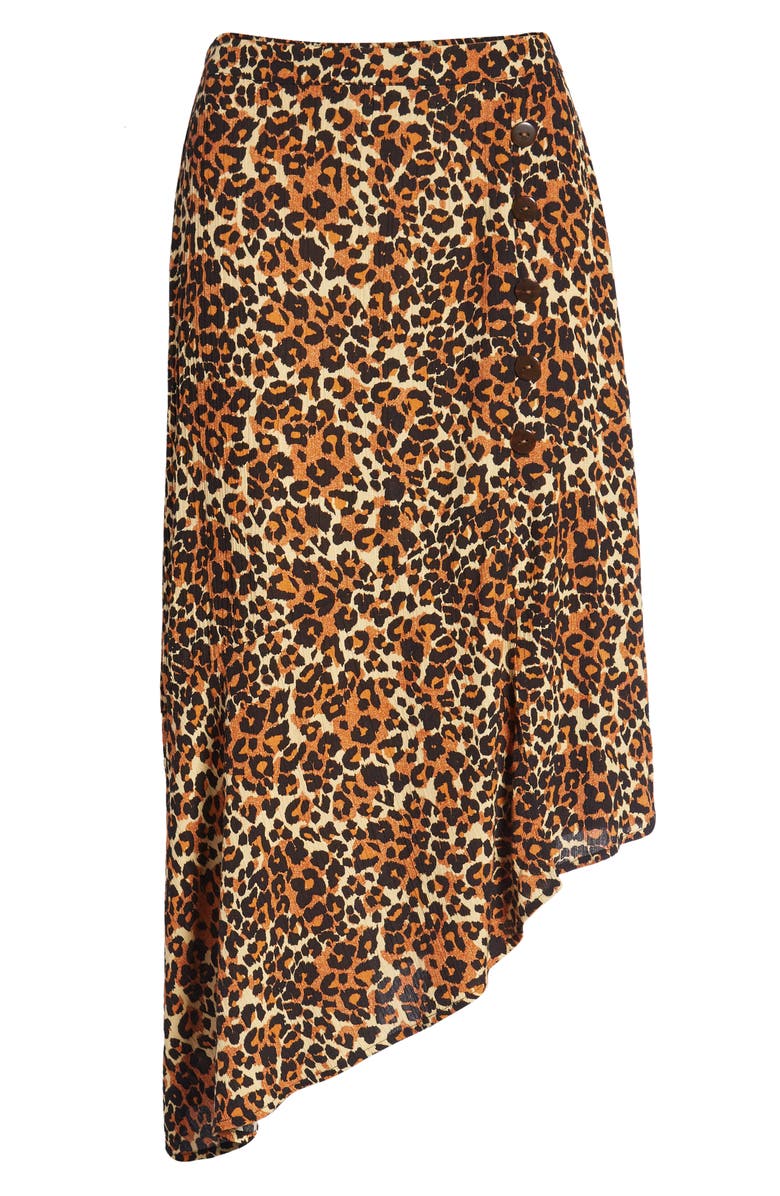 Band of Gypsies Bronzite Asymmetrical Leopard Print Skirt, Alternate, color, 