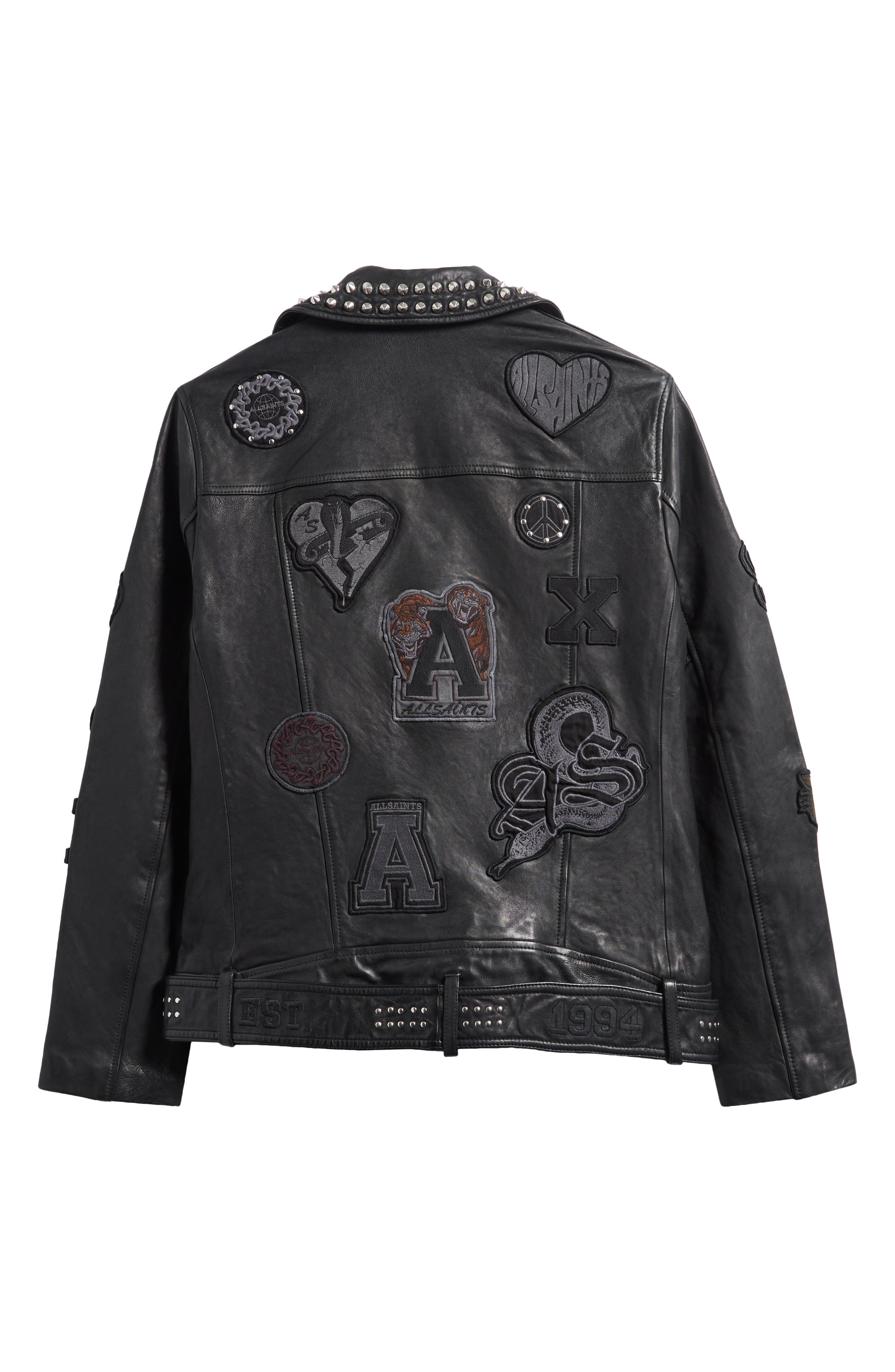AllSaints Cole Studded Lambskin Leather Biker Jacket (Men) | Nordstrom