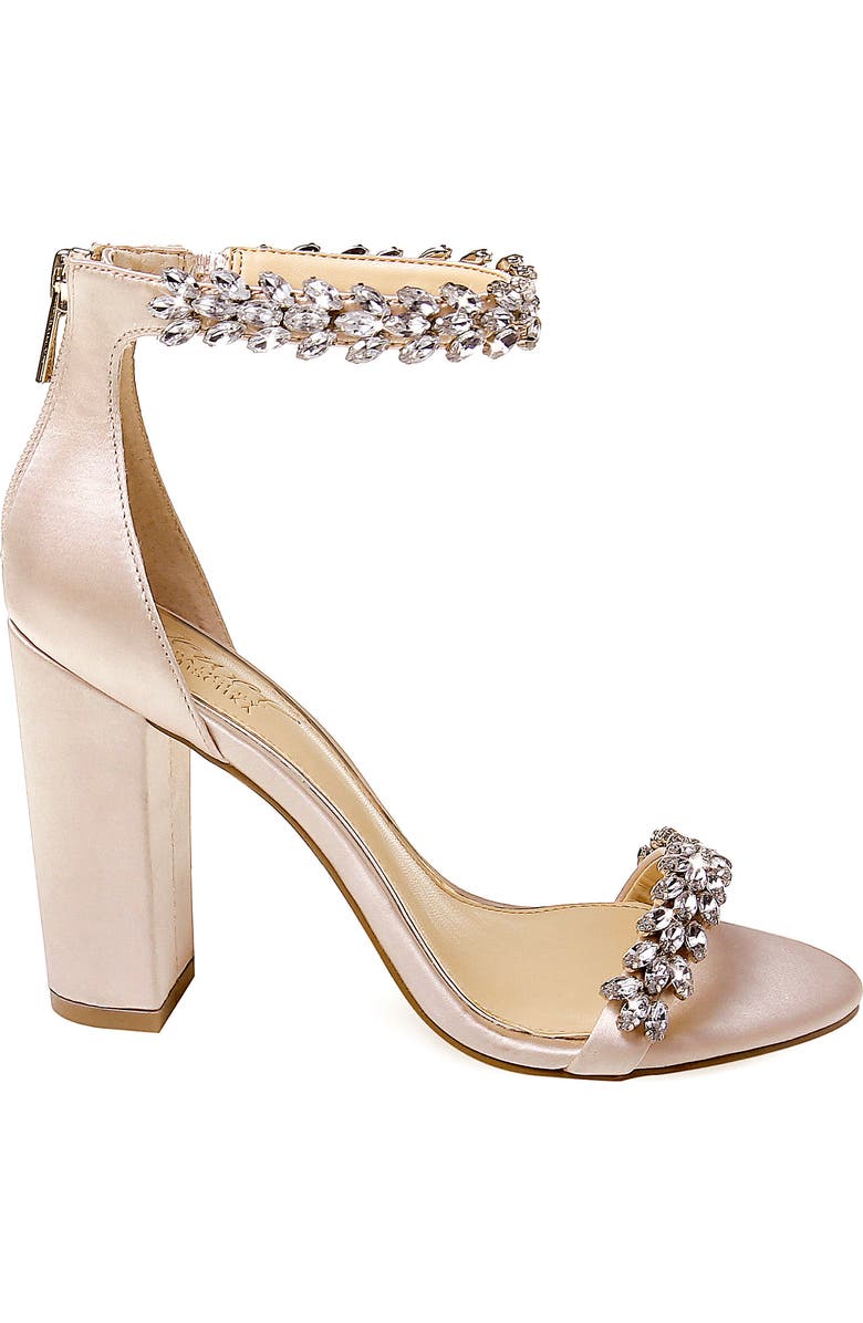 Jewel Badgley Mischka Jewel by Badgley Mischka Mayra Embellished Ankle Strap Sandal, Alternate, color, Champagne Satin